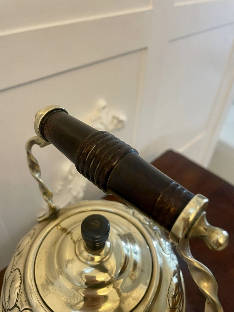 Antique Victorian Quality Brass Spirit Kettle on Stand - Image 5